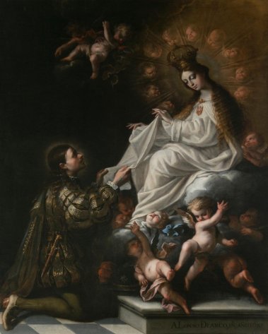 San Pedro Nolasco ante la Virgen María, pintura tradicional